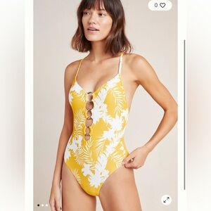 Anthropologie Seafolly wild tropics ringed one piece Swimsuit